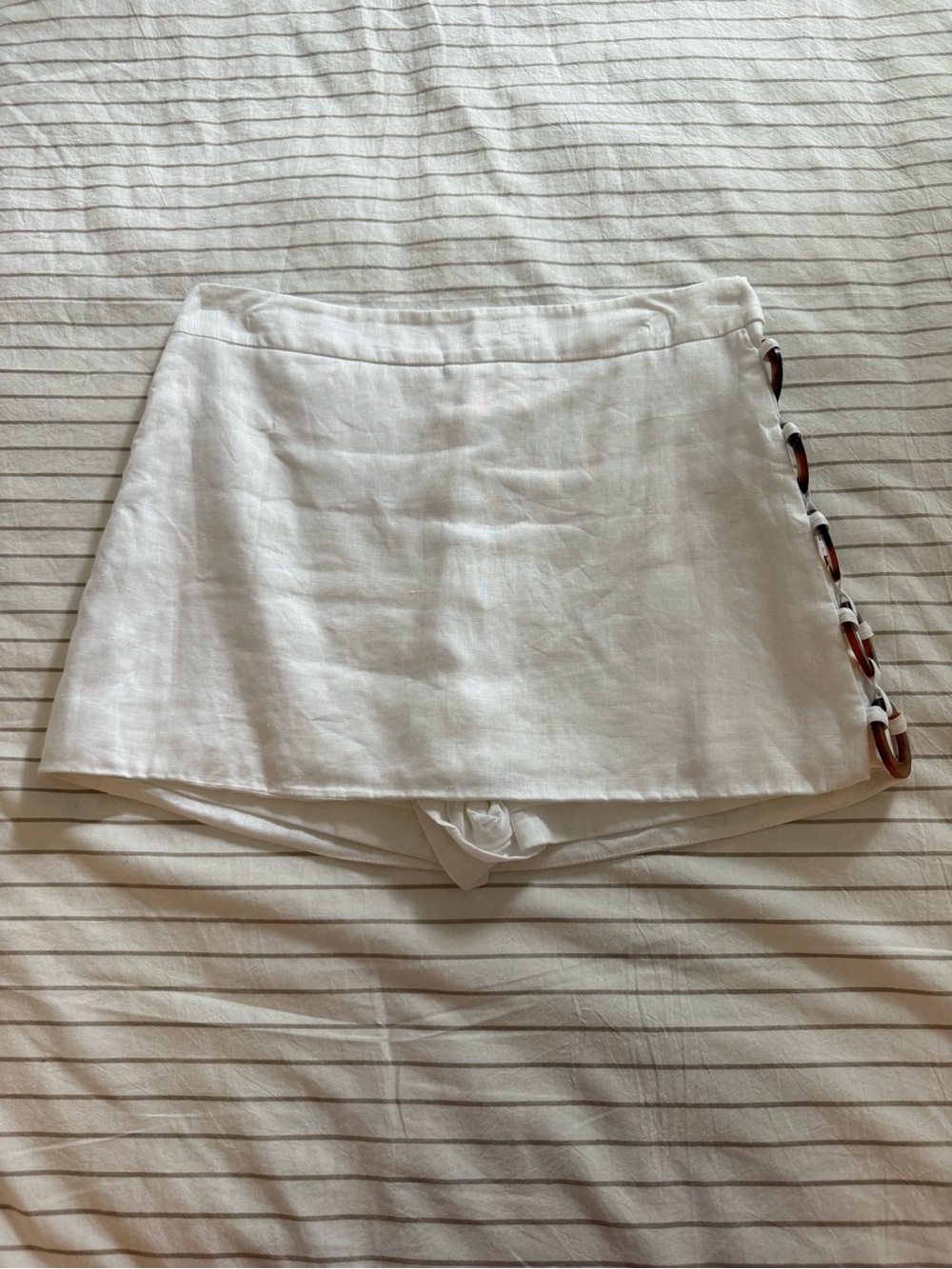 Kookai White Mini Skort with Side Ring Detail